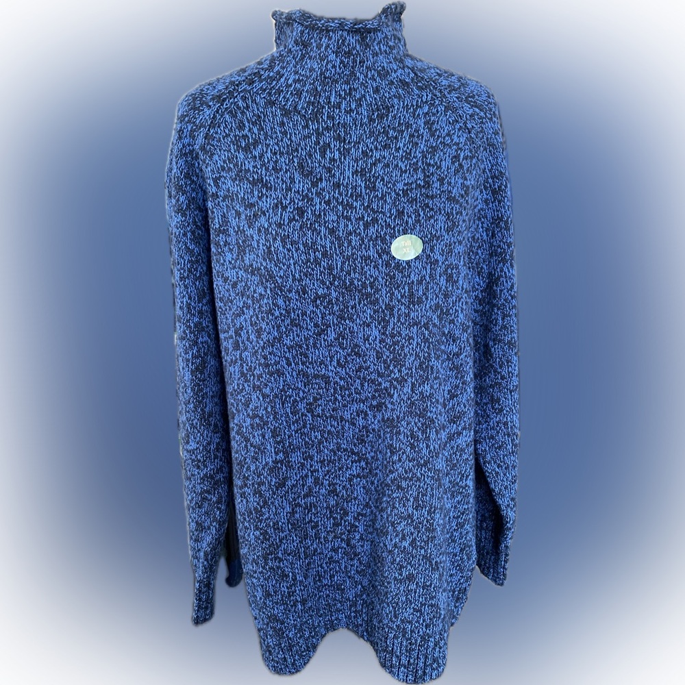 Blue Marled Turtleneck Sweater